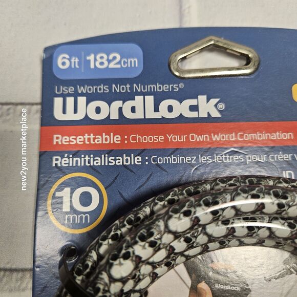 Word lock CL-662-G1 6 Feet 10mm 4 Letter Combination Resettable Cable Bike Lock - Picture 3 of 10